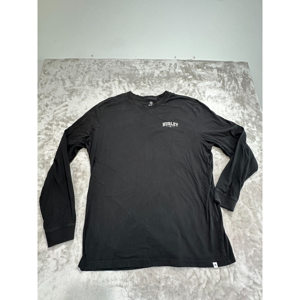 Hurley Long Sleeve T-Shirt Mens Size 2XL XXL Black Crew Neck 100%‎ Cotton Surf